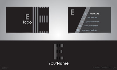 
modern name card and letter E. logo eps 10