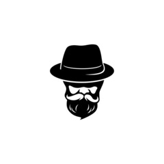 Gentleman logo design. Awesome our combination man 
with hat and beard logo. A gentleman logotype. - obrazy, fototapety, plakaty