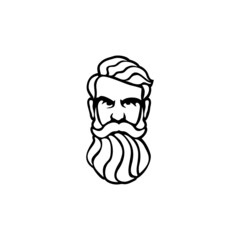 vector of man with beard logo design. outline style logo.
