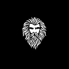 Ancient Greek God Sculpture Philosopher Face like Zeus Triton Neptune 
with Beard and Mustache logo design
