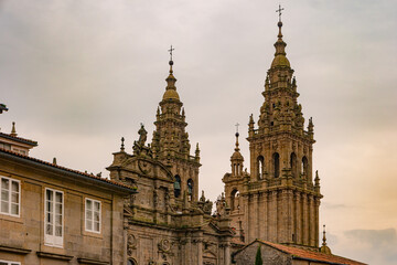 Fototapeta na wymiar Santiago de Compostela, Spain. Place of immaculate in Santiago de Compostela. Santiago de Compostela is the capital of the autonomous community of Galicia, in northwestern Spain.