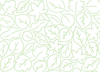 Fototapeta premium Green seamless pattern with simple doodle leaf.