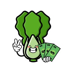 cute lettuce cartoon mascot character funny expression