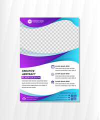 Abstract colorful liquid and fluid colors background for poster design. Blue and purple colors. Space for photo. Illustration of banner poster template