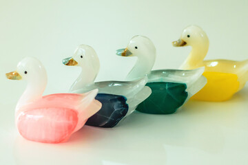 duck carved in marble stone, handmade product