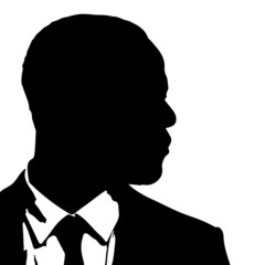 Black Man with Business Suit Silhouette Vector Illustration stock illustration