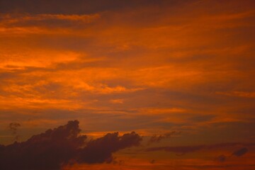 impression clouds. from golden hour sky. texture background with copy space.  Vivid tone・soft focus image.