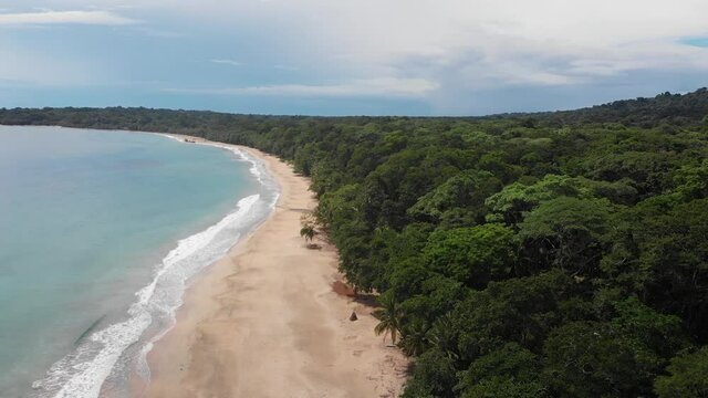 Aerial view of raManzanillo beach the Costa Rican Caribbean province of Limon