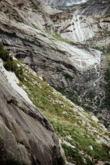 Beautiful wall with river at the mountain lake Gelmersee in Bern