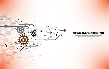 Abstract gear wheel pattern on orange technology background EP.6.