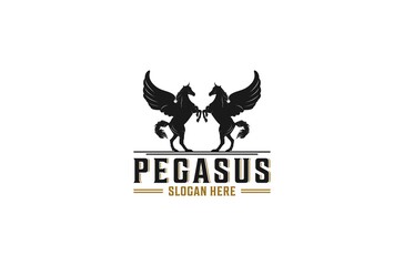 pegasus logo with winged horse illustration on white background