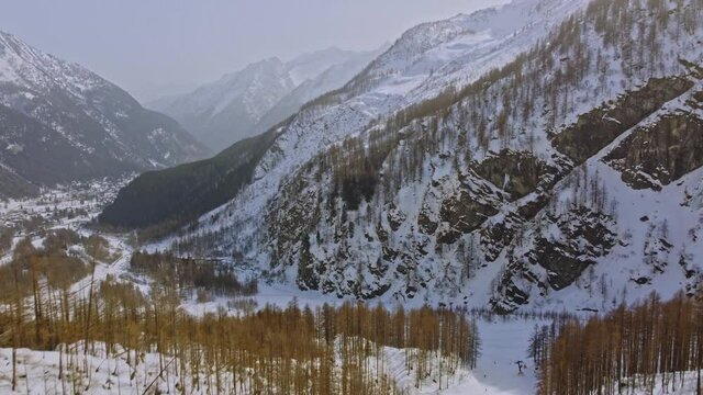 Aerial view of Monterosa, Macugnaga, Piedmont, Italy