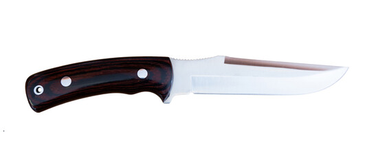 Hunting knife on white background closeup. High quality photo