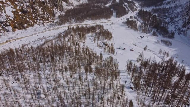 Aerial view of Monterosa, Macugnaga, Piedmont, Italy
