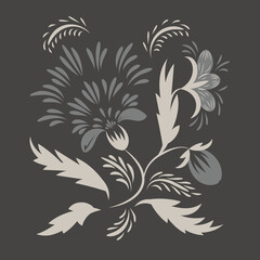 Ethnic floral illustration, fantasy flowers botanical art