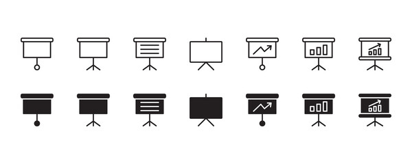 Presentation board icon set. Vector graphic illustration. Suitable for website design, logo, app, template, and ui. 