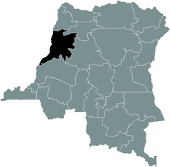 Black location map of the Congolese Équateur province inside gray map of the Democratic Republic of the Congo