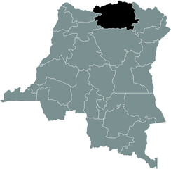 Black location map of the Congolese Bas-Uele province inside gray map of the Democratic Republic of the Congo