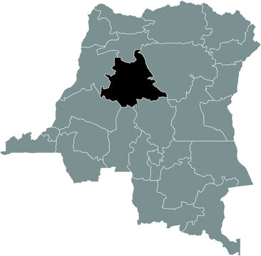 Black location map of the Congolese Tshuapa province inside gray map of the Democratic Republic of the Congo