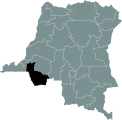 Obraz premium Black location map of the Congolese Kwango province inside gray map of the Democratic Republic of the Congo