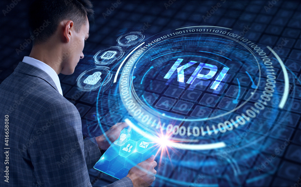 Poster kpi key performance indicator for business concept. business, technology, internet and network conce