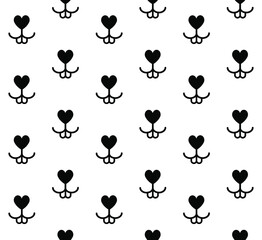 Vector seamless pattern of flat cartoon rabbit face nose isolated on white background