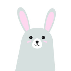Vector hand drawn doodle flat bunny rabbit face isolated on white background
