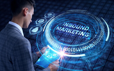 The concept of business, technology, the Internet and the network. A young entrepreneur working on...