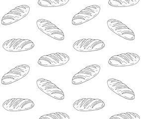 Vector seamless pattern of hand drawn doodle sketch bread isolated on white background