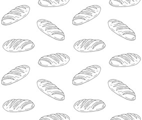 Vector seamless pattern of hand drawn doodle sketch bread isolated on white background
