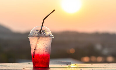 Strawberry Soda with background with space for word or textures. 