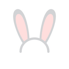 Vector flat cartoon rabbit bunny ears hair bezel isolated on white background