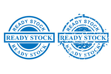 2 Style Vector of Blue Circle Grunge Rubber Stamp, Ready Stock, Isolated on White