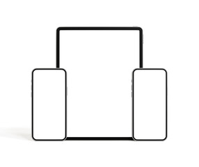Tablet and smartphone isolated on white background. 3d illustration.