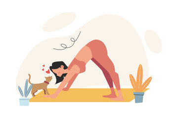 Girl doin yoga to keep healthy during quarantine