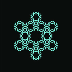 David star logo template with rounded geometric ornamental hexagram illustration in flat design monogram symbol