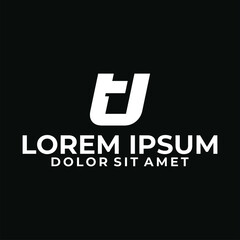 Initial letter tu or ut logo template with sporty simple cut italic illustration in flat design monogram symbol