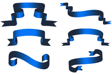 Fototapeta premium Color ribbon isolated white background. Blue blue ribbons in classic style. Design element. Stock image. EPS 10.