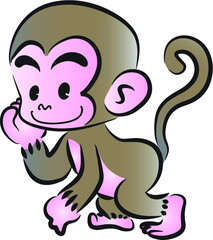 vector cartoon monkey happy