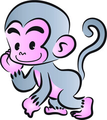 vector cartoon monkey happy