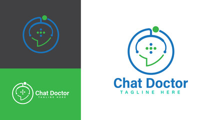 Message Doctor logo, Chat Doctor Logo, Chat Health Logo Design, Chat Clinic Logo, Hallo Doctor logo, Talk Clinic, Health Care, Hallo Medicine, Vector