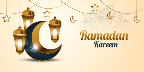 Ramadan Kareem Background with Lantern and Islamic Element