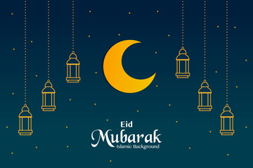 Obraz na płótnie Canvas Eid Mubarak Simple Greeting Card