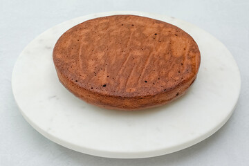 Cake from oven close up. Step by step chocolate cake recipe