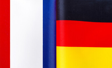 fragments of the national flags of France and Germany close-up