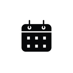 Calendar glyph icon. Simple solid style. Schedule, date, day, plan, symbol concept. Vector illustration isolated on white background. EPS 10.