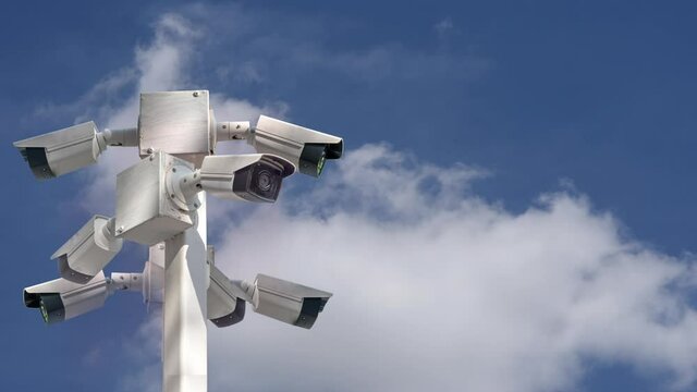 Multi-angle CCTV system closed circuit camera isolated from the background cipping part 