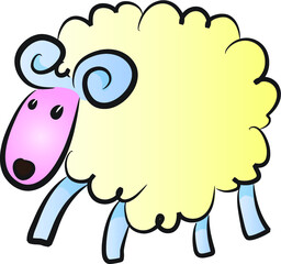 vector cartoon cute fuzzy sheep 