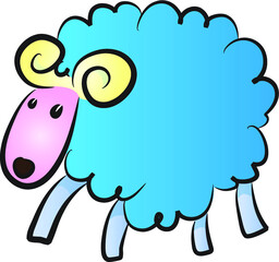 vector cartoon cute fuzzy sheep 