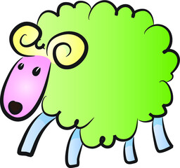 vector cartoon cute fuzzy sheep 